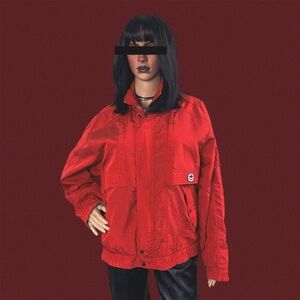 Red reversible vintage 90s windbreaker jacket